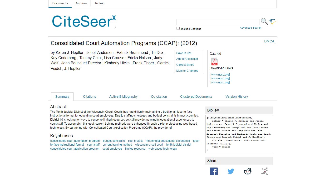 CiteSeerX — Consolidated Court Automation Programs (CCAP):